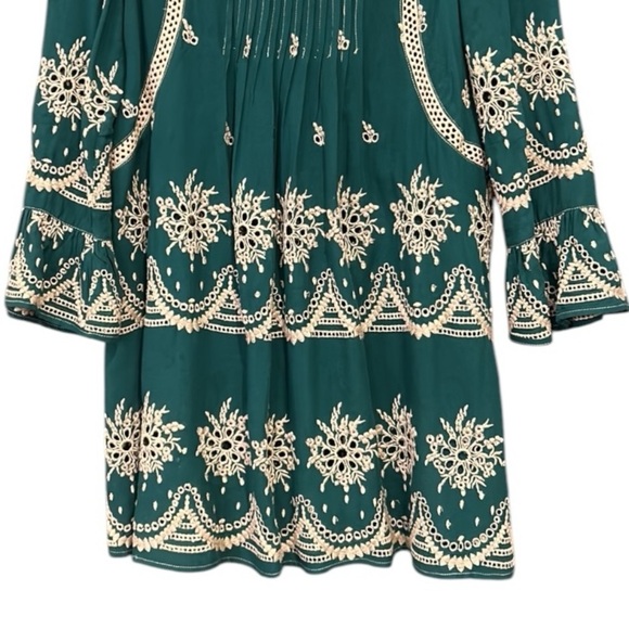 Ivy Jane Embroidered Boho Babydoll Dress Green Size XS - Picture 10 of 15